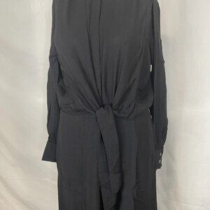 Luum Women's Black Long Sleeve Front Tie Maxi Dress Size L